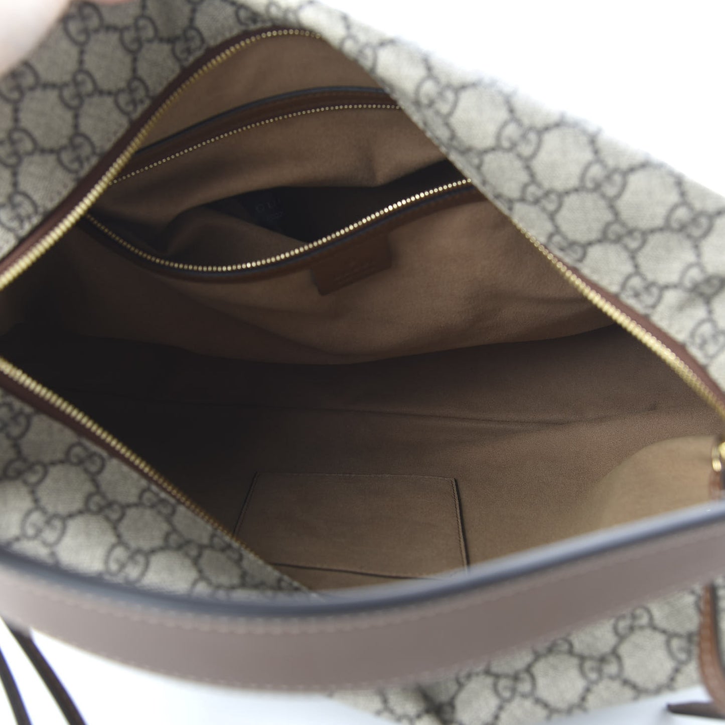 GG Supreme Monogram Large Linea A Hobo Light Brown