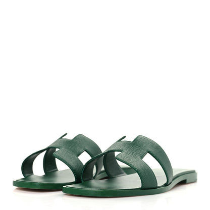 Hermes Epsom Oran Sandals 39 Vert Cactus 3 of 8