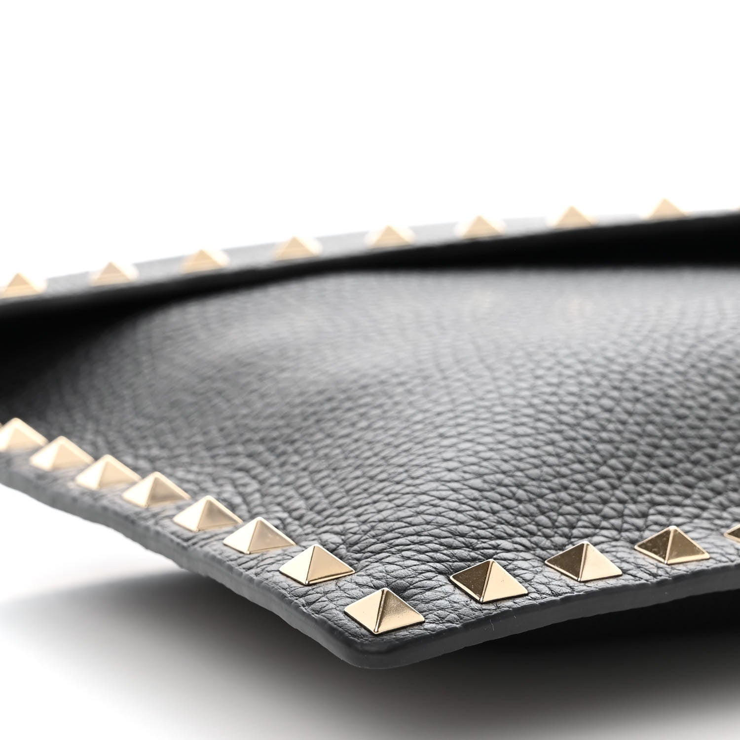 Valentino Garavani Pebbled Calfskin Large Rockstud Envelope Clutch Black 7 of 9