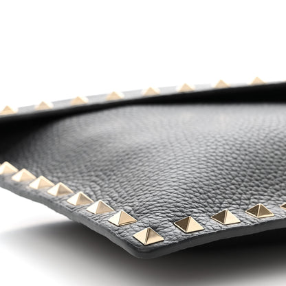Valentino Garavani Pebbled Calfskin Large Rockstud Envelope Clutch Black 7 of 9