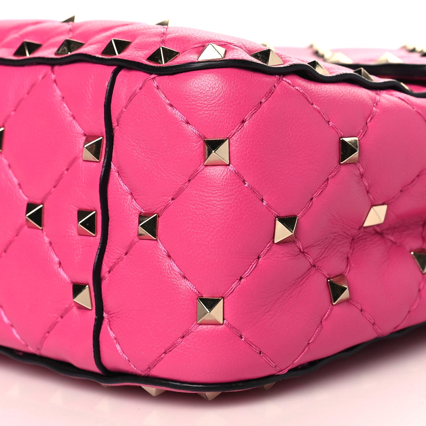 Nappa Medium Rockstud Spike Shoulder Bag Pink Orchid