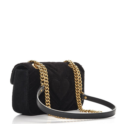 Gucci Velvet Matelasse Mini GG Marmont Shoulder Bag Black 3 of 7