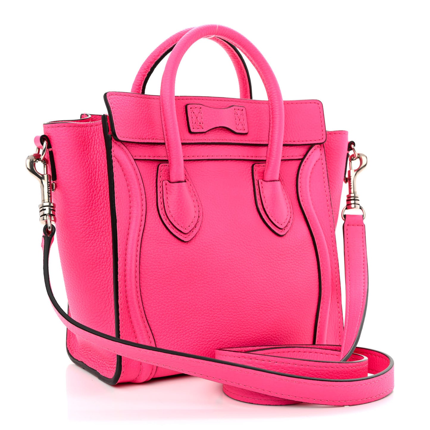 Drummed Calfskin Nano Luggage Fuchsia