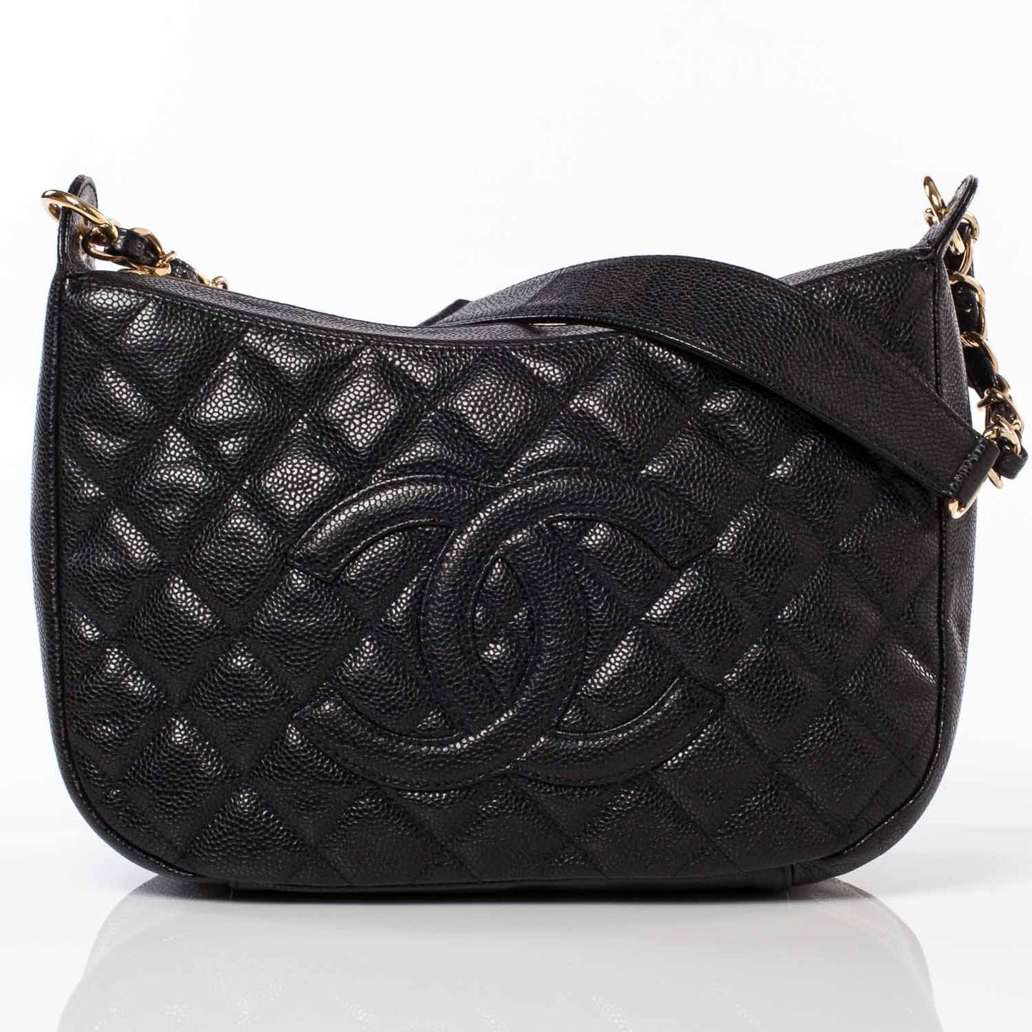 Caviar Quilted Hobo Bag Black
