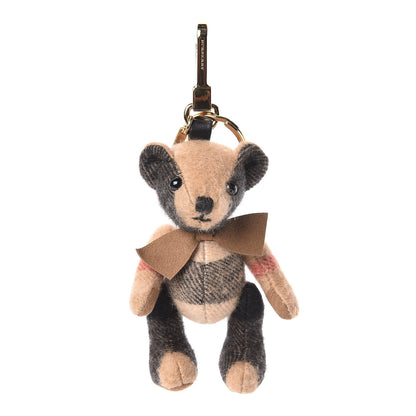 Burberry Cashmere House Check Thomas Bear Bag Charm Camel Gold 1 of 3