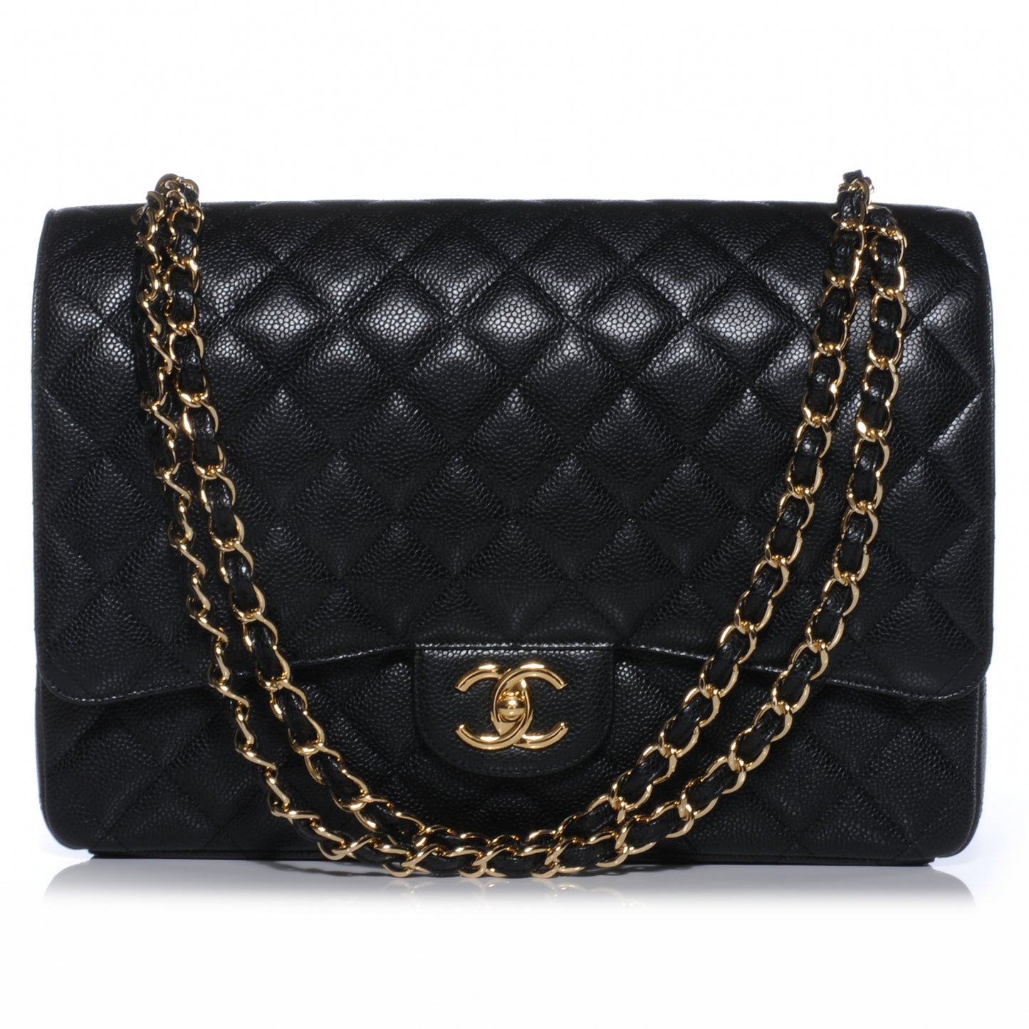 Caviar Quilted Maxi Double Flap Black