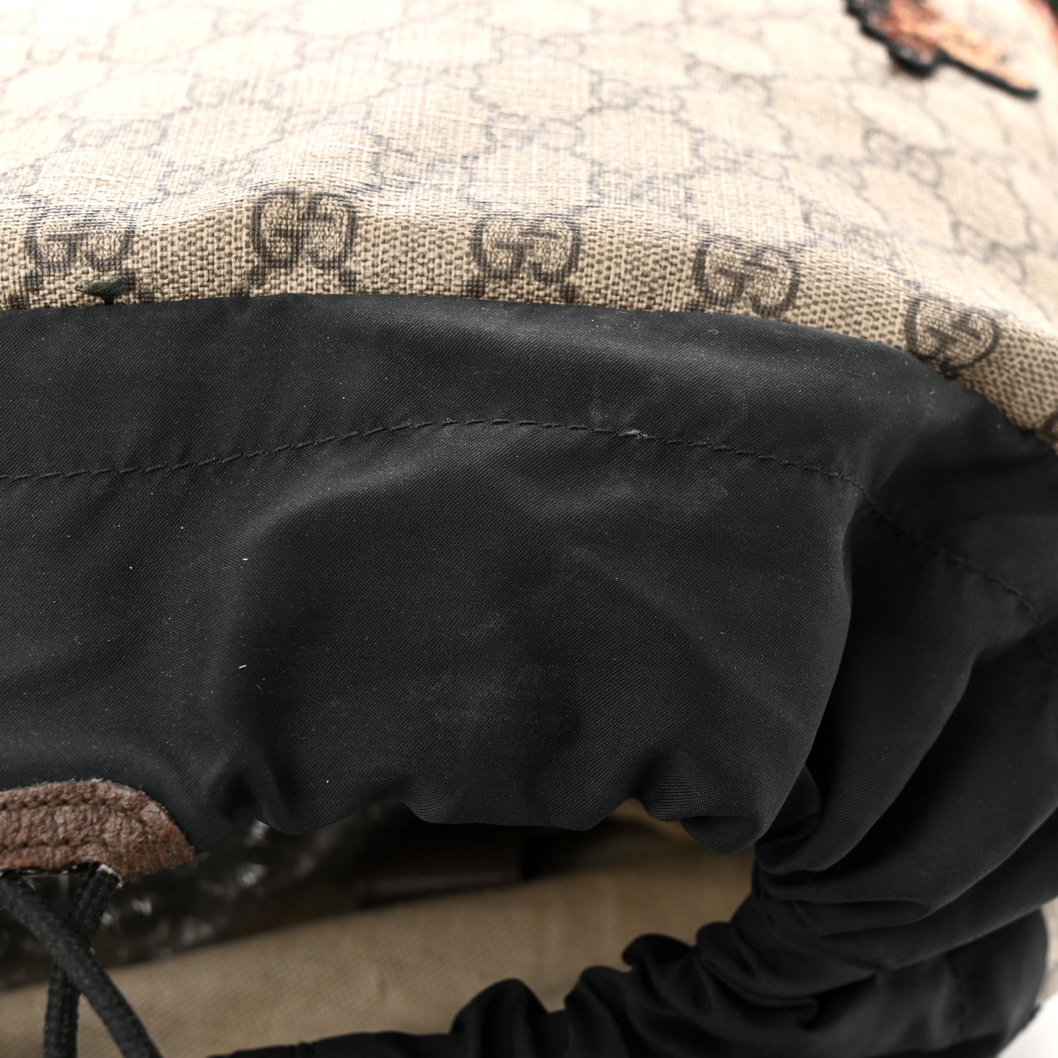 Gucci Soft GG Supreme Monogram Courrier Web Double Buckle Backpack Beige New Acero 12 of 14