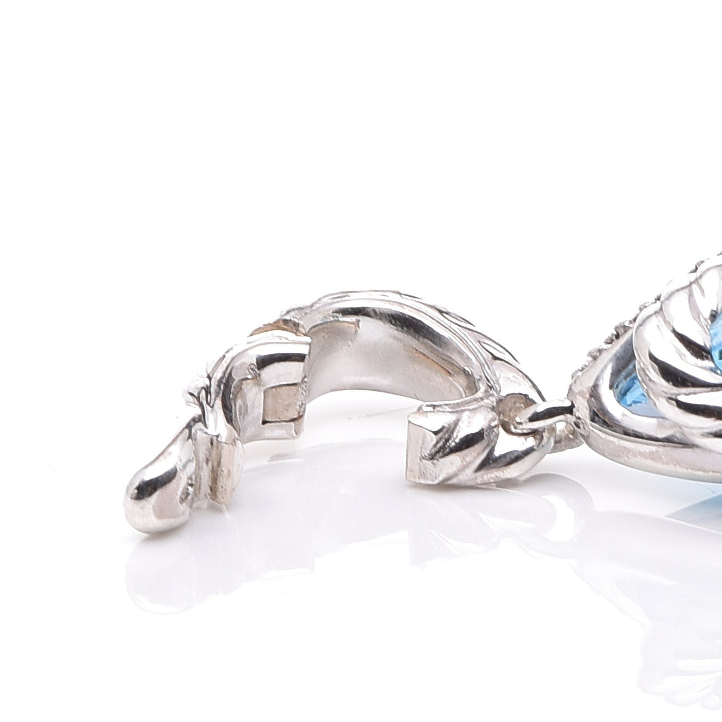 Sterling Silver Diamond Blue Topaz 30mm Cable Wrap Pendant