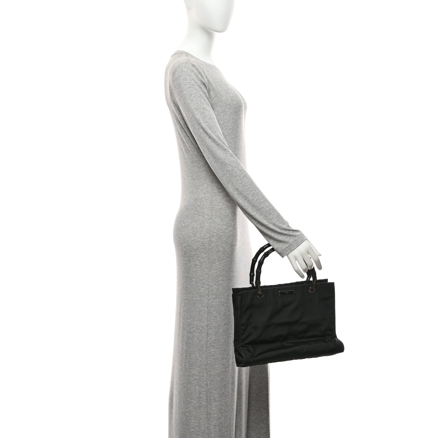 Gucci Nylon Bamboo Handle Bag Black 2 of 12