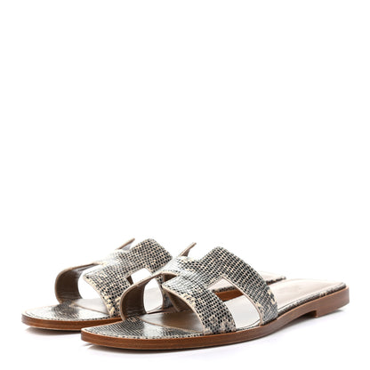 Hermes Lizard Oran Sandals 37.5 Ombre 3 of 8