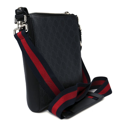 Gucci GG Supreme Monogram Web Small Flat Messenger Bag Black Grey 3 of 10