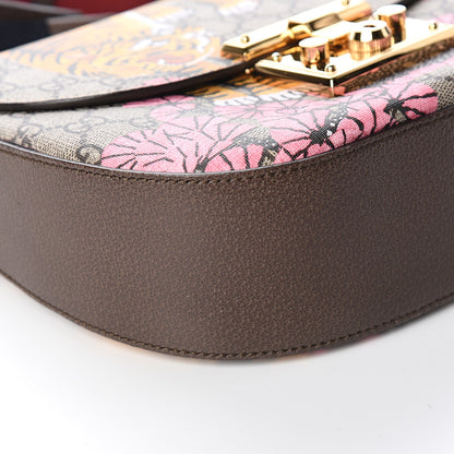 Gucci GG Supreme Monogram Bengal Web Medium Padlock Messenger Shoulder Bag Beige Pink 7 of 9