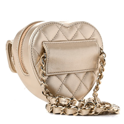 Chanel Metallic Lambskin Quilted CC In Love Heart Waist Belt Bag With Chain Gold 2 of 11