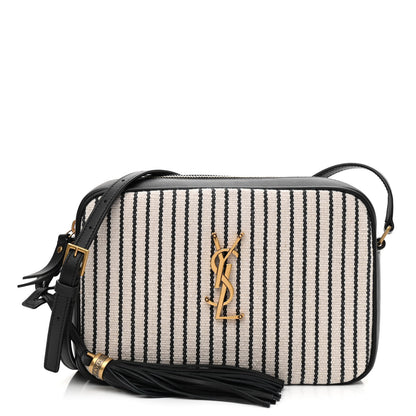 Saint Laurent Canvas Calfskin Monogram Lou Camera Bag Black Grey Cream 1 of 10