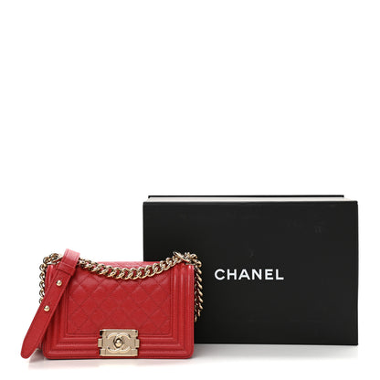 Chanel Caviar Quilted Small Boy Flap Dark Red 11 of 11