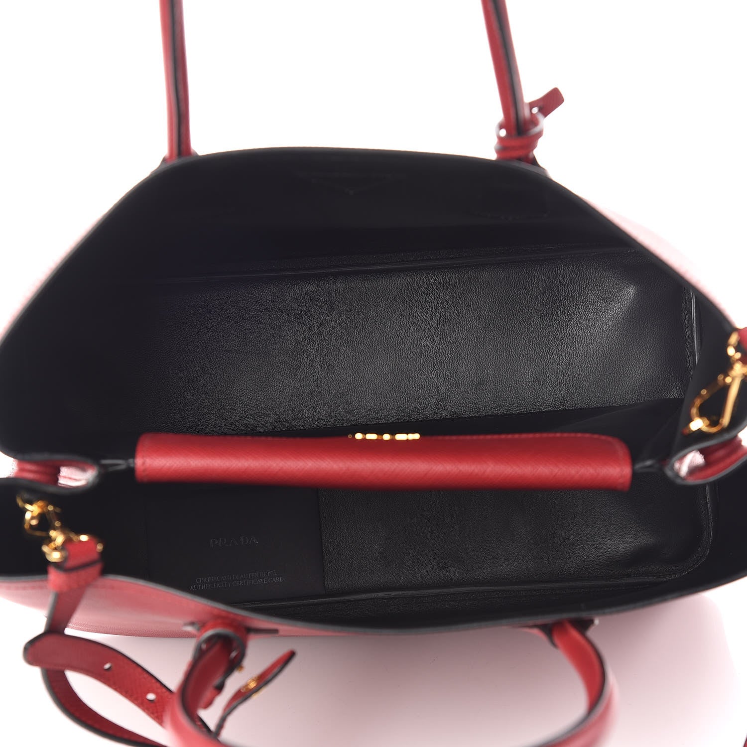 Prada Saffiano Cuir Large Double Bag Fuoco Black 5 of 14