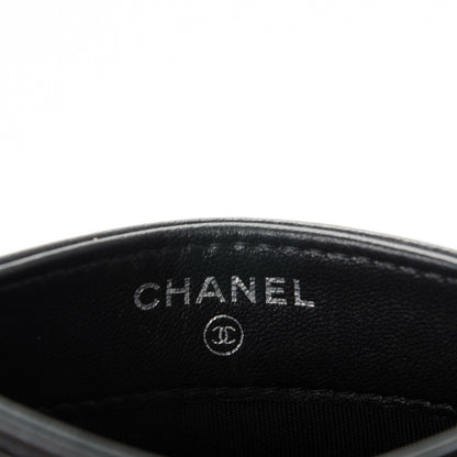 Chanel Lambskin Camellia Embossed Card Holder Black White 7 of 8
