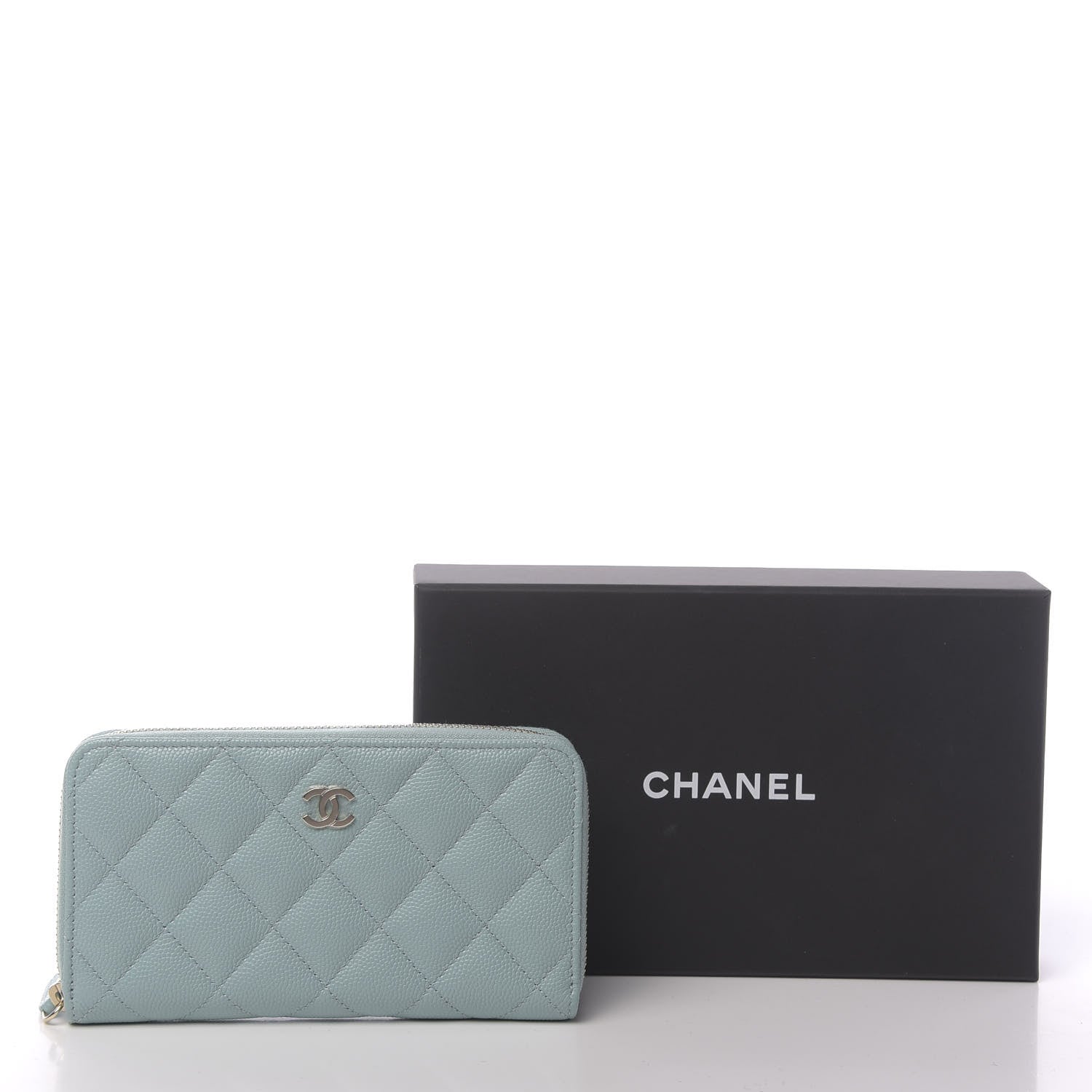 Chanel Caviar Quilted Medium Zip Around Wallet Light Blue 9 of 9