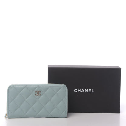 Chanel Caviar Quilted Medium Zip Around Wallet Light Blue 9 of 9