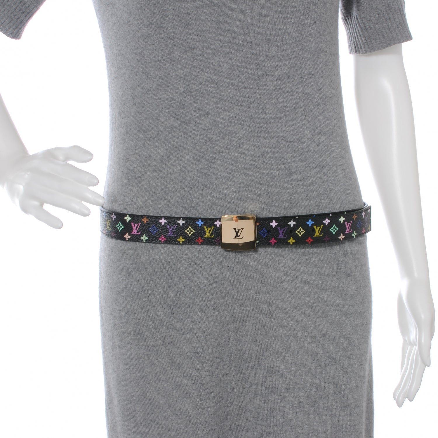 Louis Vuitton Monogram Multicolor LV Cut Reversible Belt 90 36 Black 2 of 5