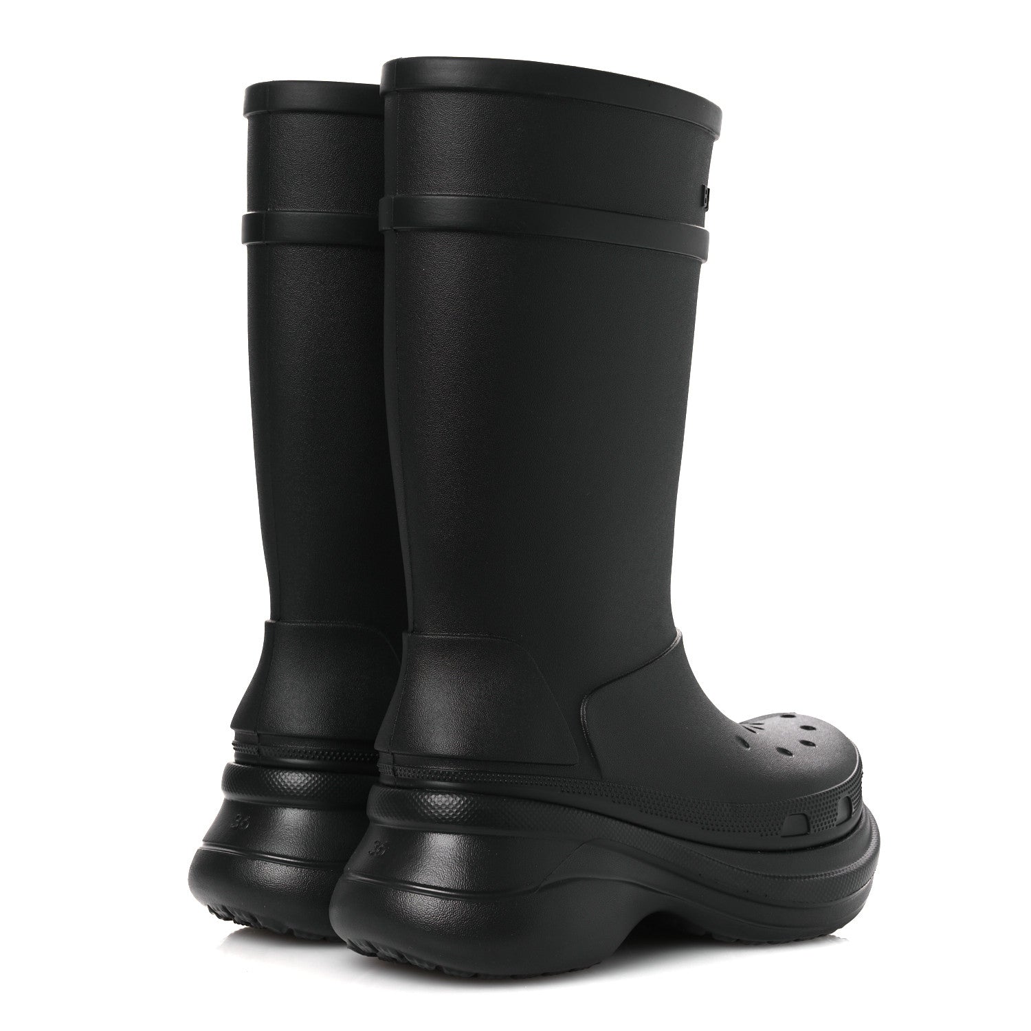 Balenciaga X CROCS Rubber Womens Rain Boots 36 Black 5 of 10