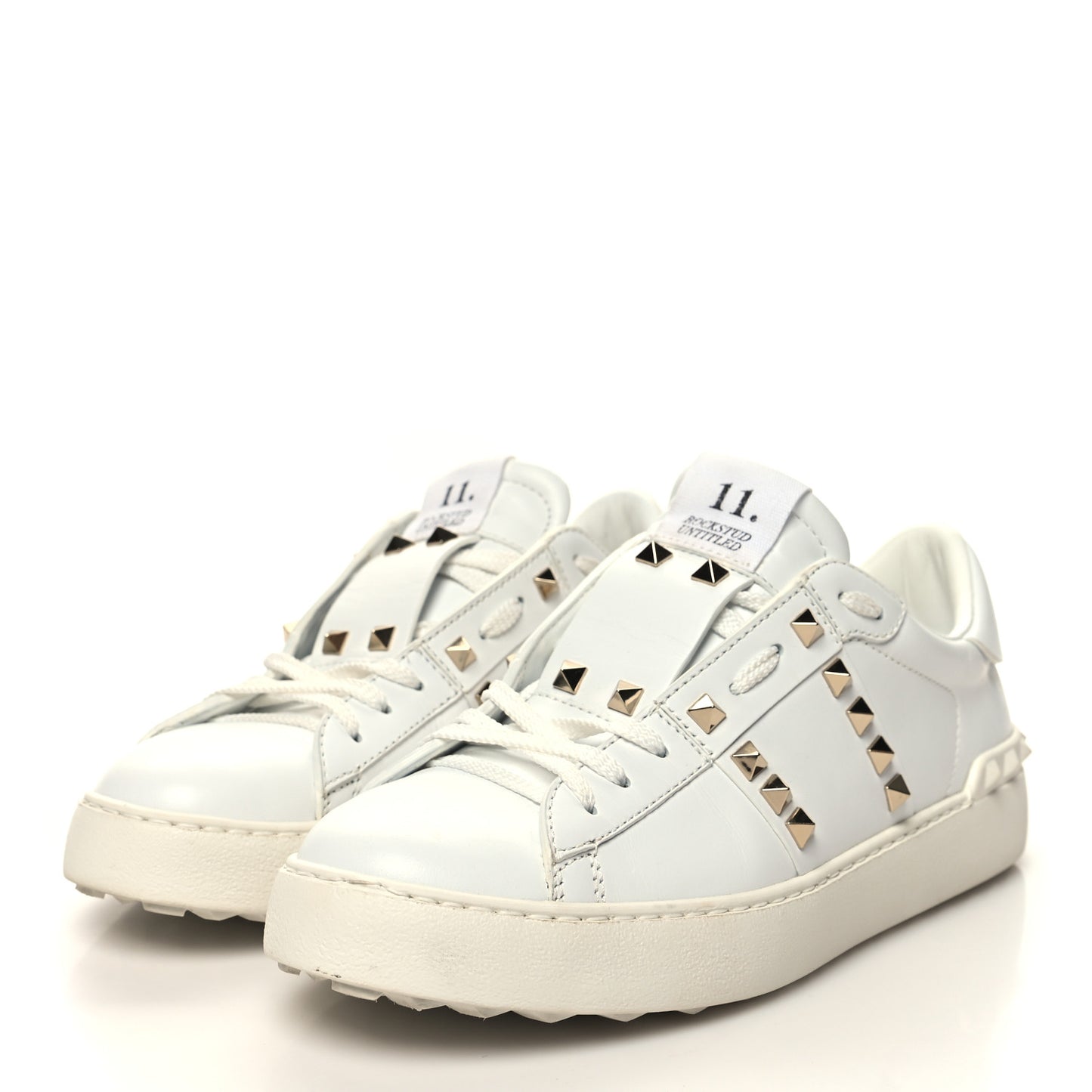 Calfskin Rockstud Untitled Open Sneakers 39 White