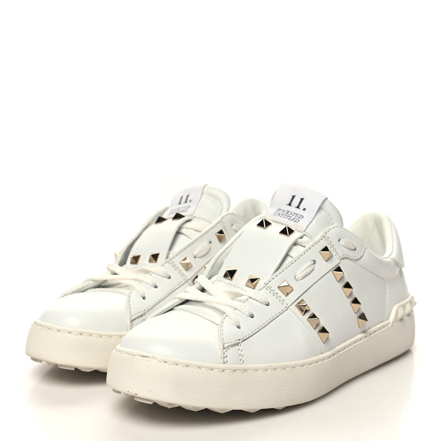 Valentino Garavani Calfskin Rockstud Untitled Open Sneakers 39 White 3 of 8