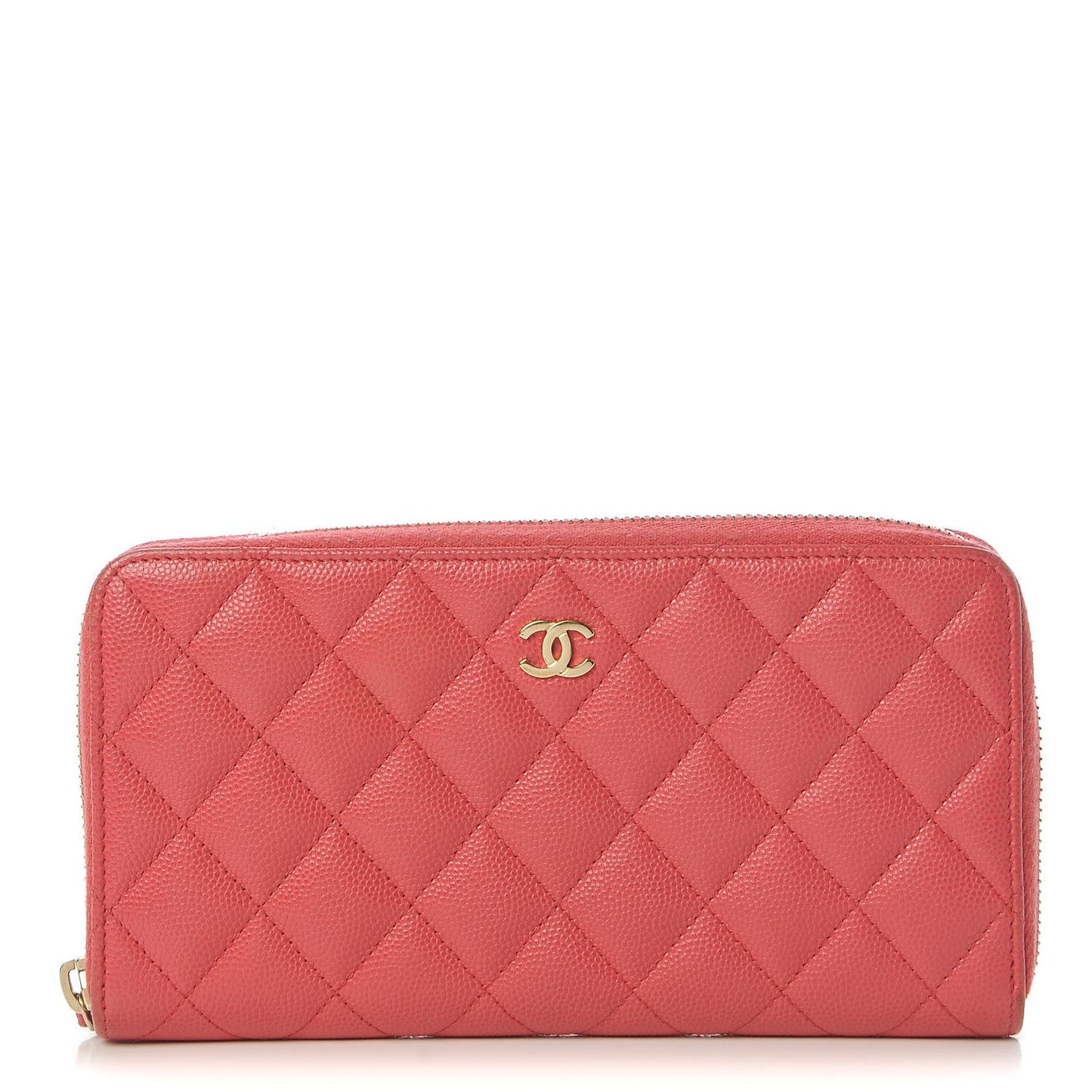 Caviar Quilted Large Gusset Zip Around Wallet Pink