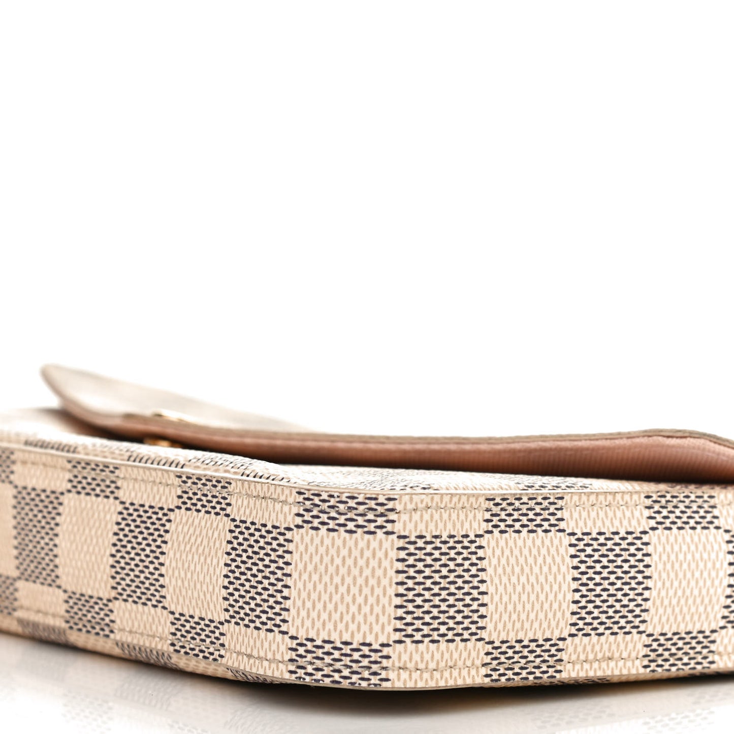 Damier Azur Pochette Felicie Chain Wallet Rose Ballerine