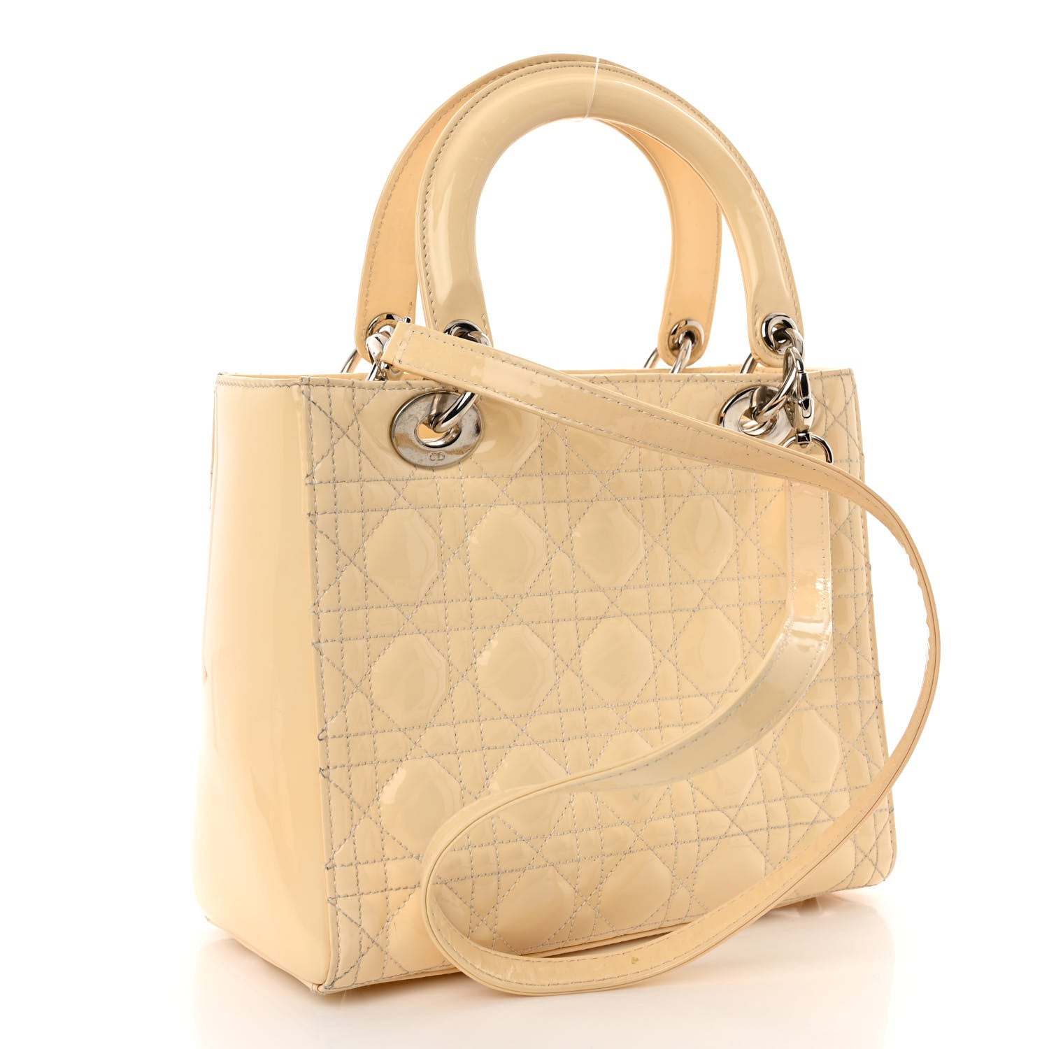 Christian Dior Patent Cannage Medium Lady Dior Beige 3 of 11