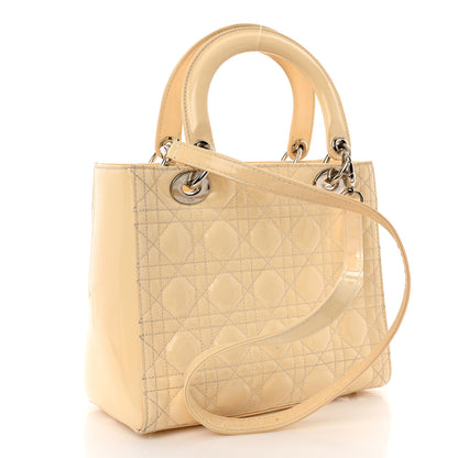 Christian Dior Patent Cannage Medium Lady Dior Beige 3 of 11