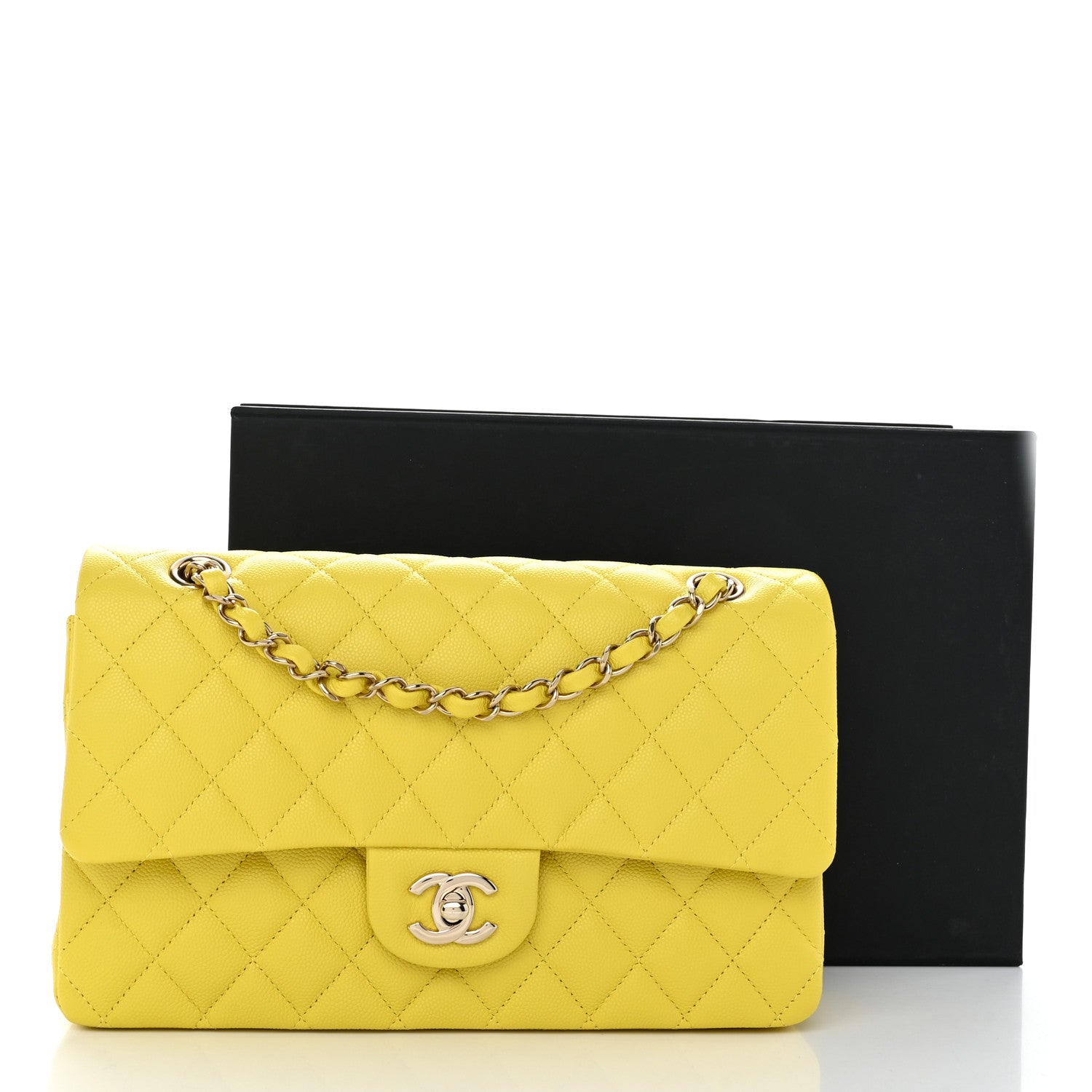 Chanel Caviar Quilted Medium Double Flap Yellow 11 of 11