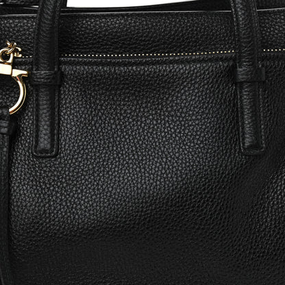 Salvatore Ferragamo Hammered Calfskin Double Handle Small Amy Tote Black 9 of 11