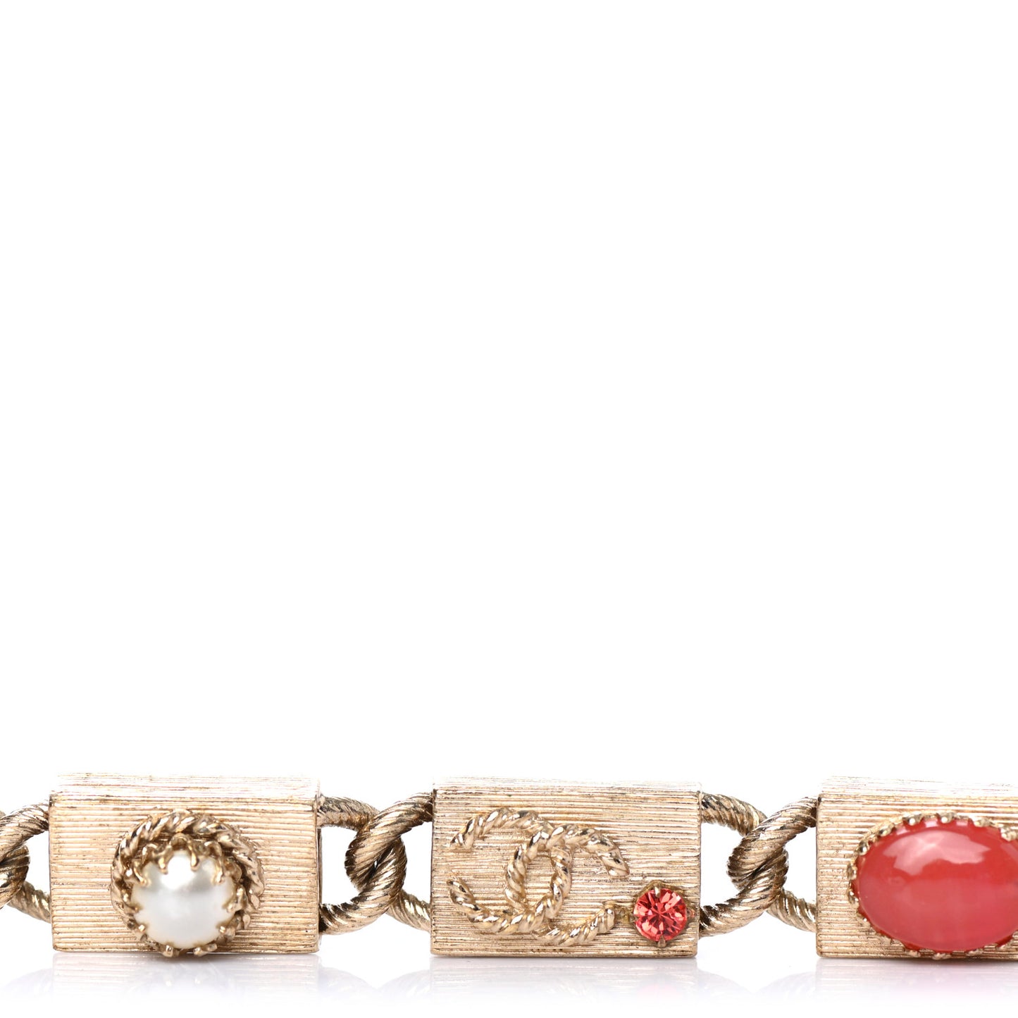 Pearl Bead CC Charm Chain Link Bracelet Multicolor