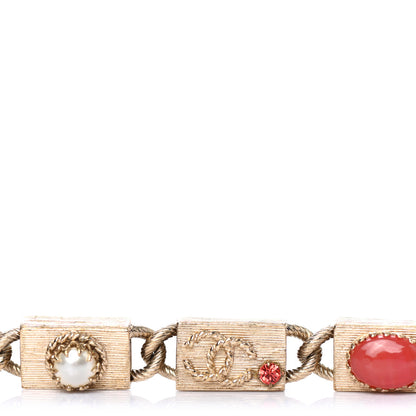 Chanel Pearl Bead CC Charm Chain Link Bracelet Multicolor 4 of 4