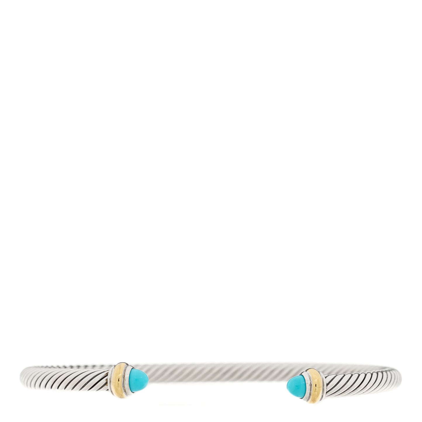 Sterling Silver 18K Yellow Gold Turquoise 4mm Cable Classics Bracelet