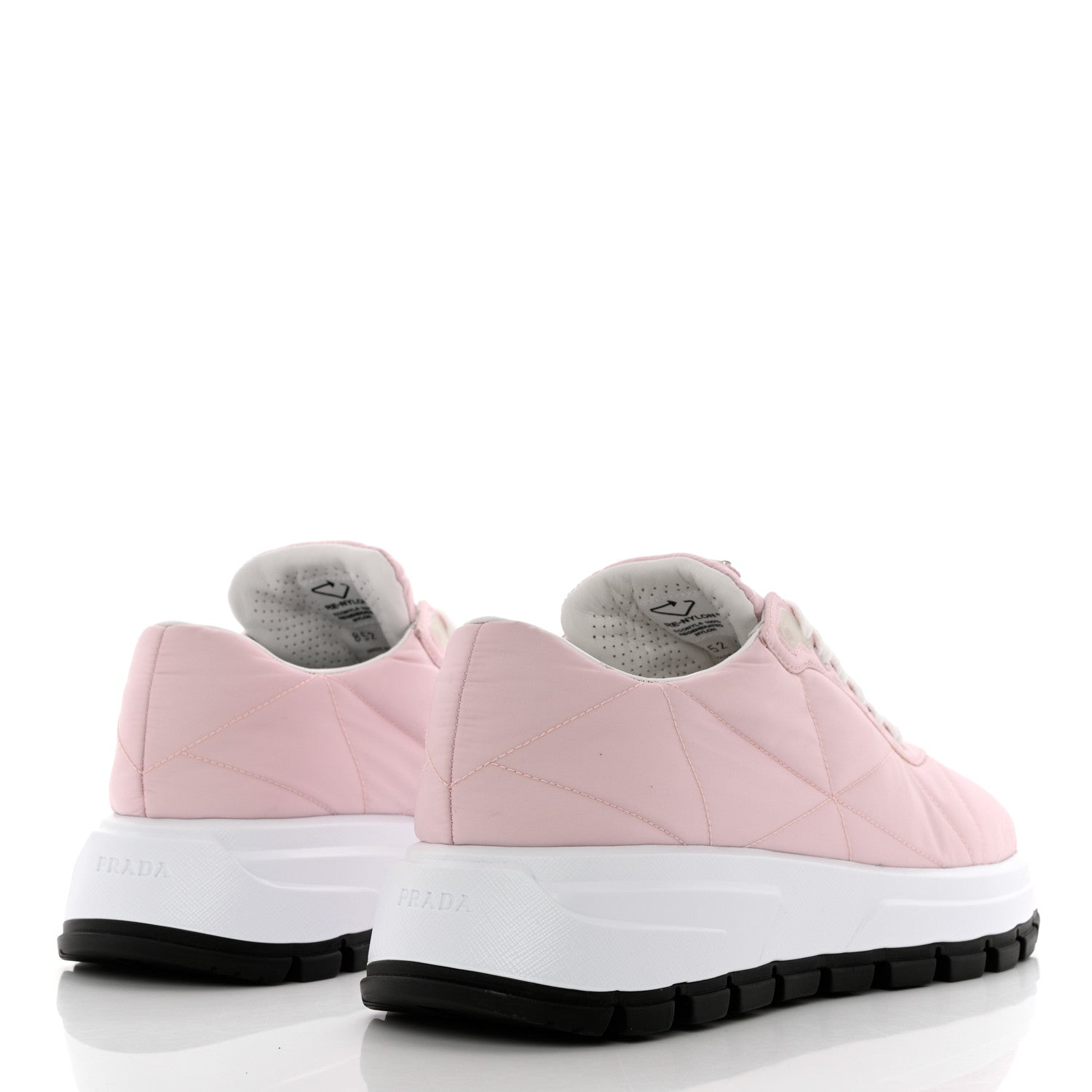 Prada Re-Nylon Piuma Metal Triangle Logo Quilted 45mm Sneakers 41 Alabastro 4 of 9