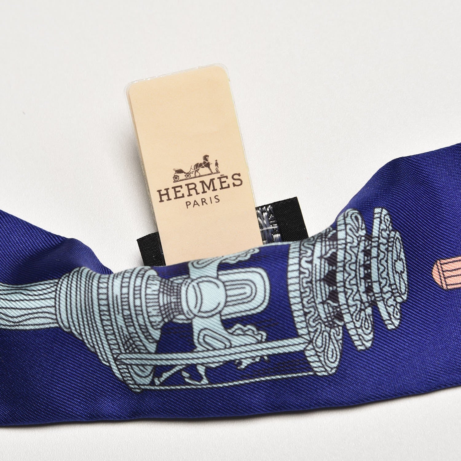 Hermes Silk Merveilleuses Lanternes Twilly Indigo Orange Bleu Glacier 5 of 5