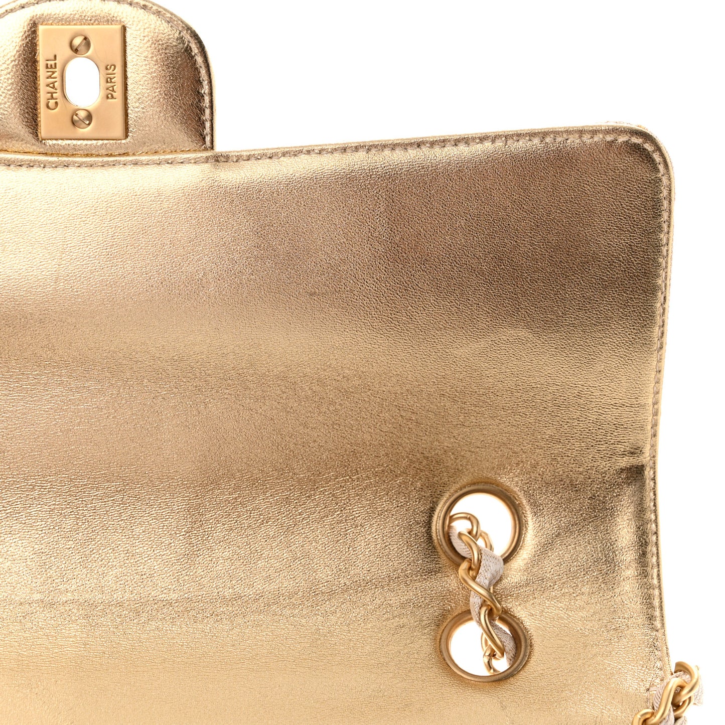 Metallic Nylon Medium Travel Flap Light Gold