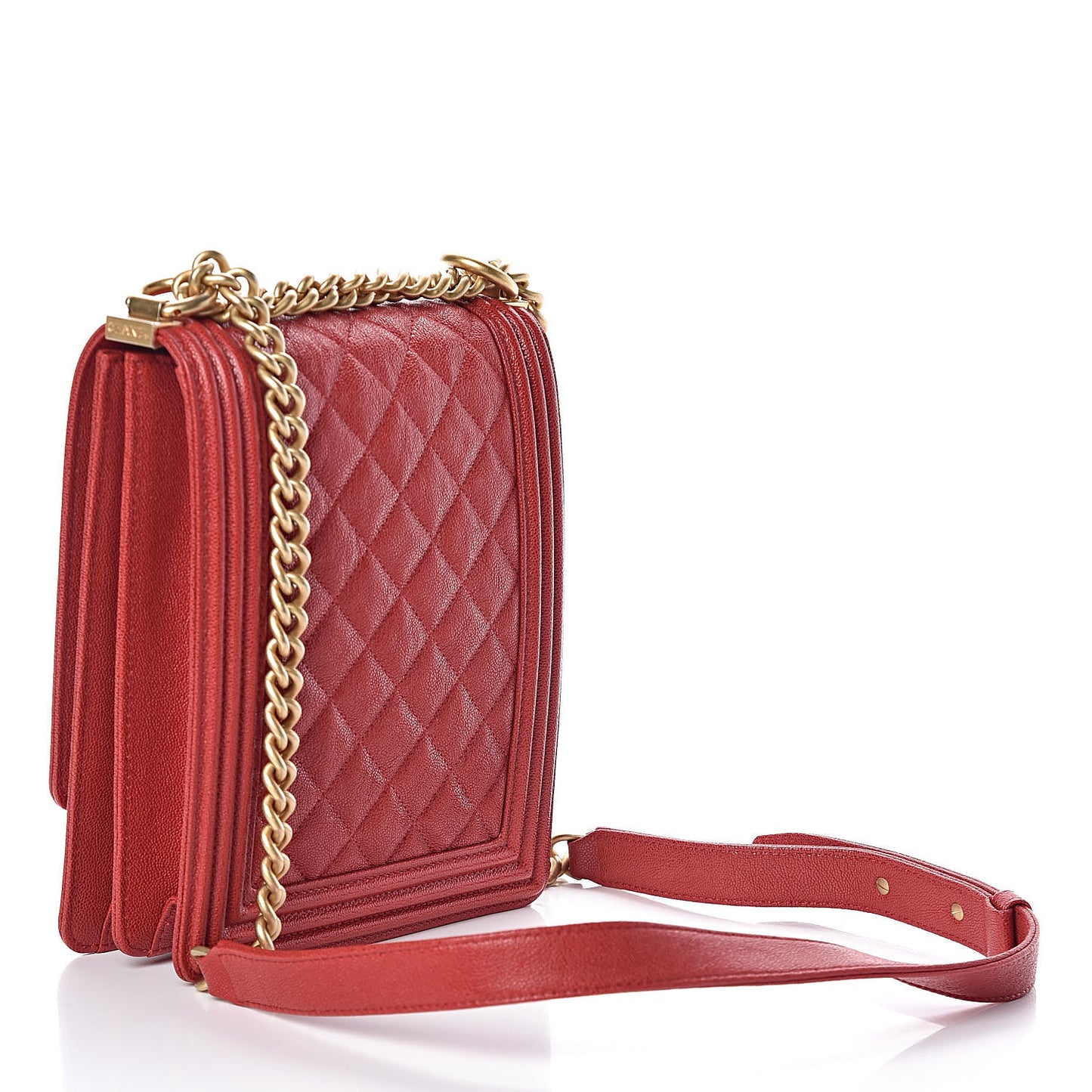 Caviar Quilted North South Boy Flap Red