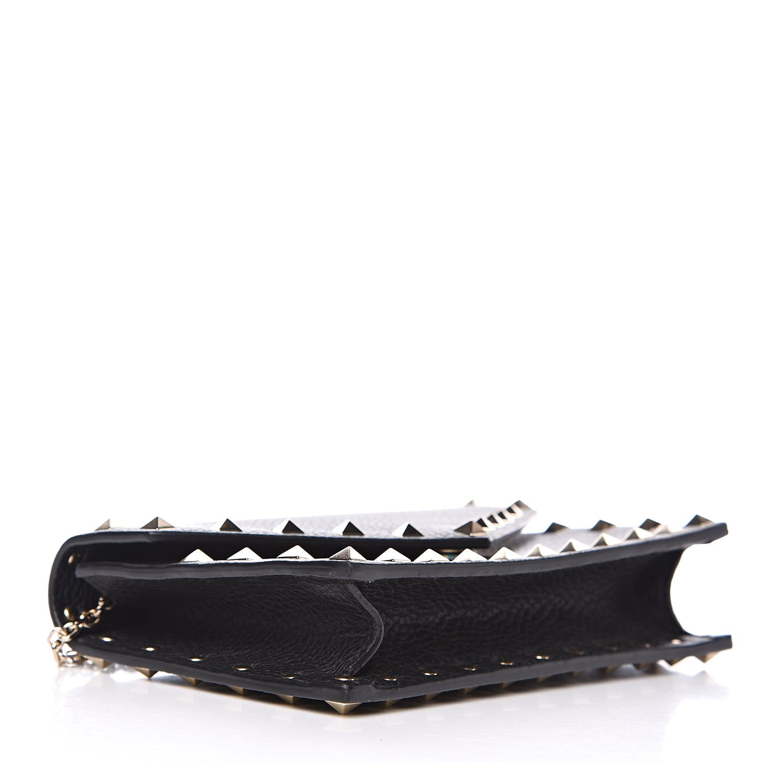 Valentino Garavani Pebbled Calfskin Rockstud Envelope Wallet on Chain Black 4 of 10