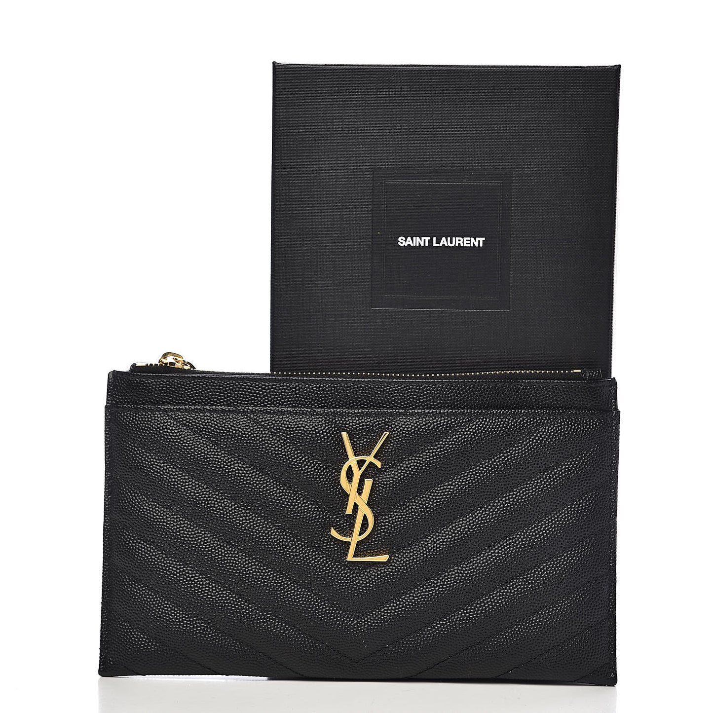Grain De Poudre Chevron Monogram Bill Pouch Black