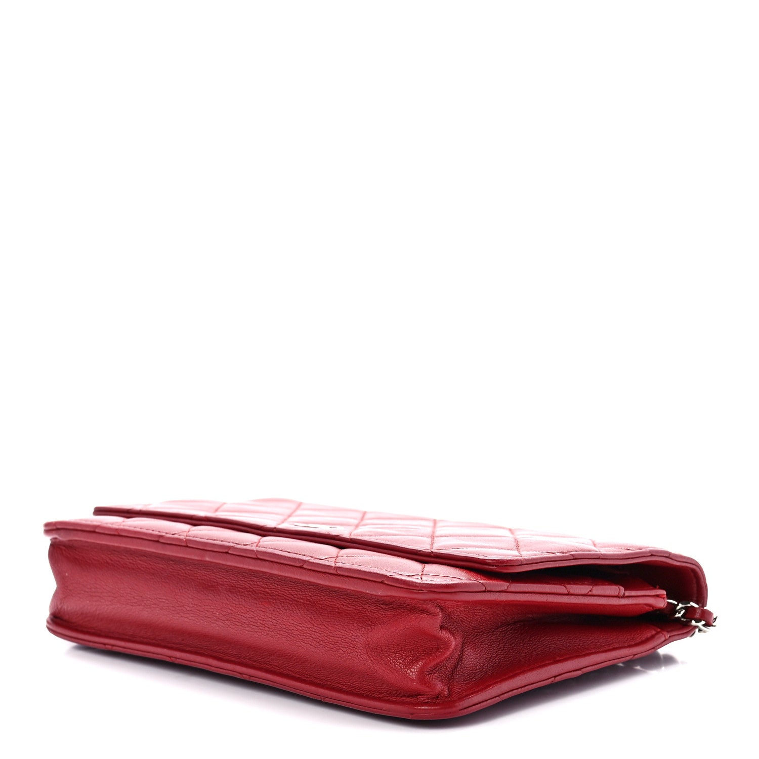 Chanel Lambskin Quilted Wallet On Chain WOC Red 8 of 10