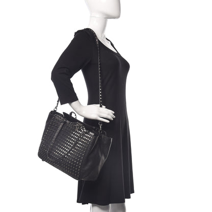 Valentino Garavani Vitello Medium Rockstud All Over Tote Black 3 of 10