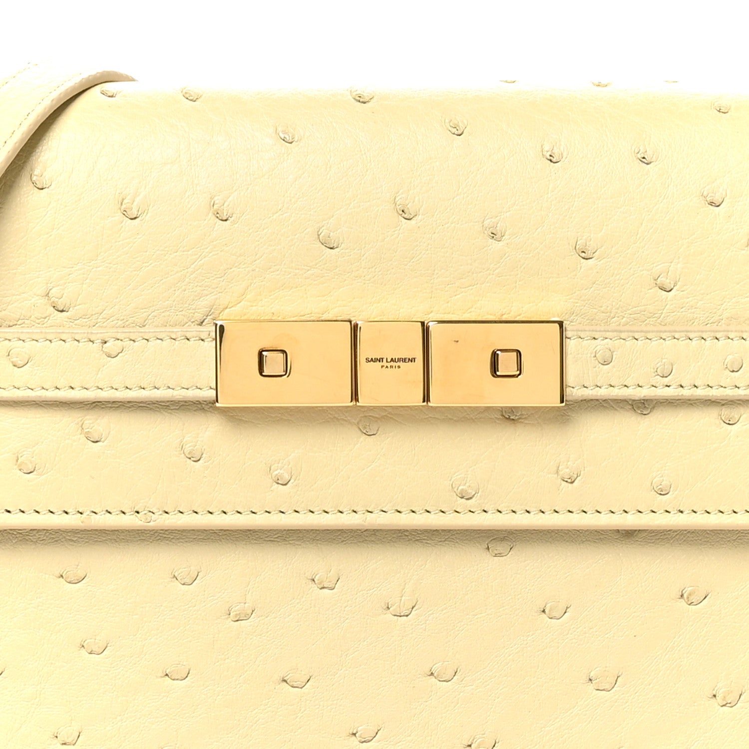Saint Laurent Ostrich Small Manhattan Baguette  Natural Beurre 8 of 10