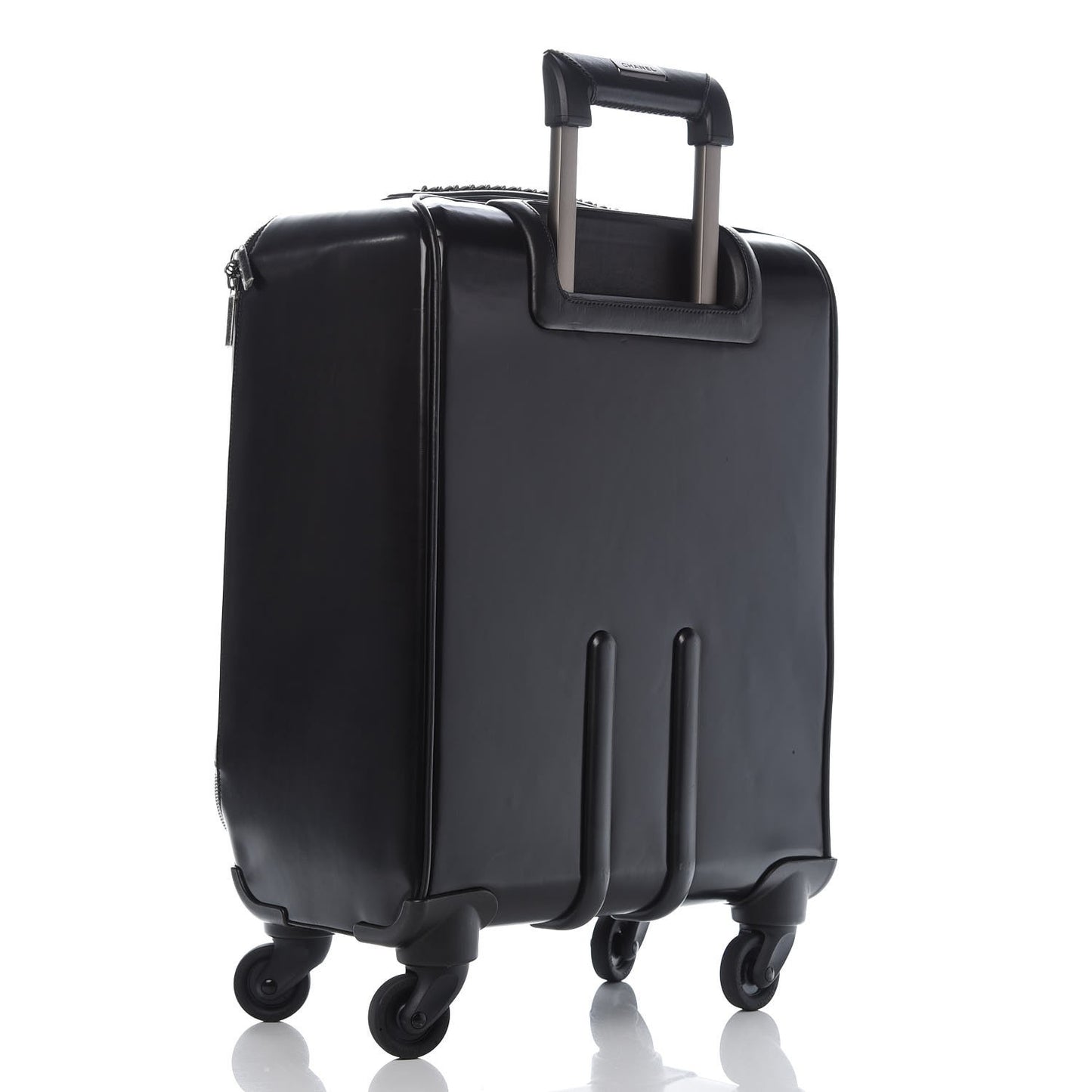 Vinyl Calfskin Quilted Coco Case Trolley Rolling Luggage Black