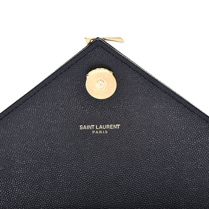 Saint Laurent Grain De Poudre Matelasse Chevron Large Monogram Satchel Black 8 of 8