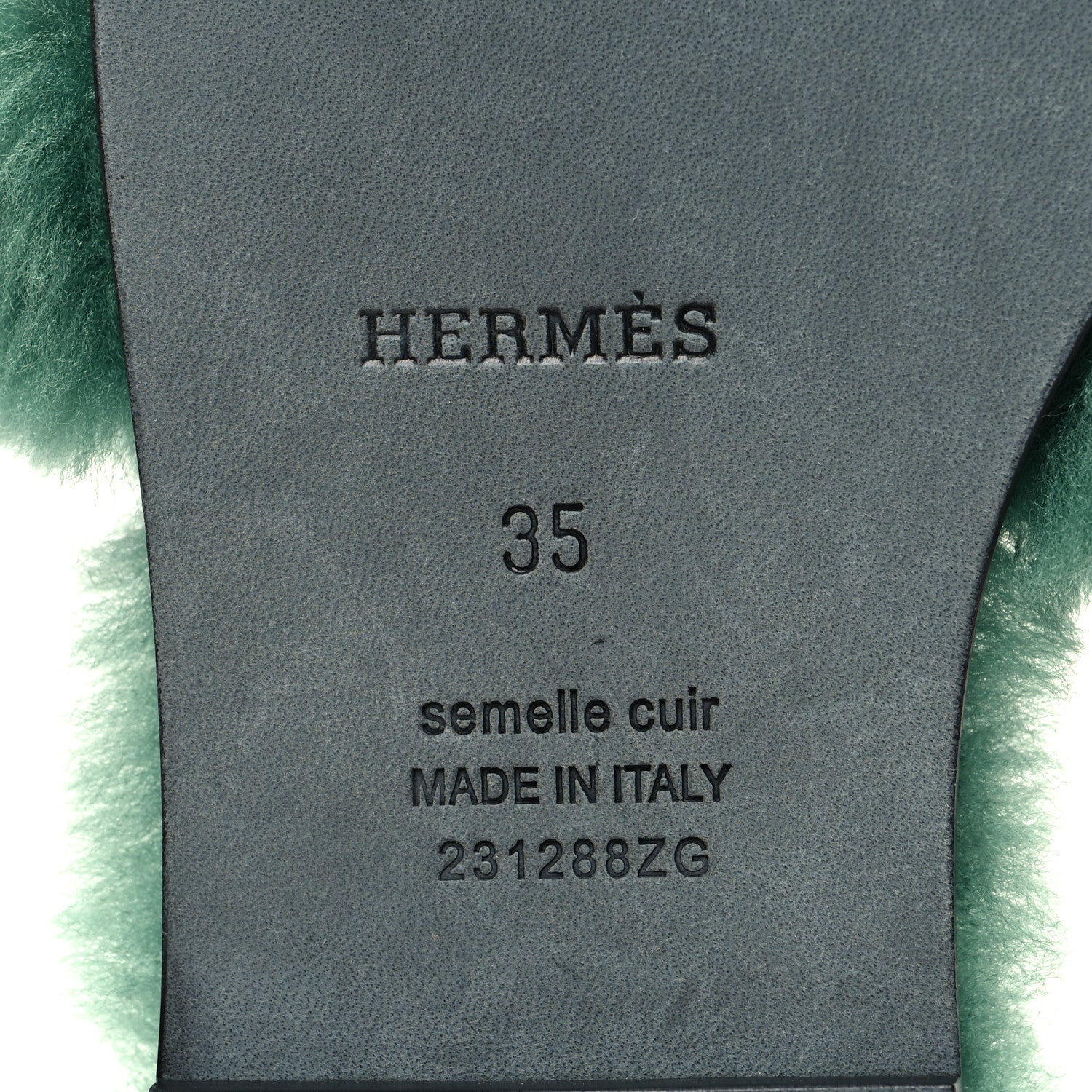 Hermes Woolskin Oran Sandals 35 Vert Anglais 6 of 8