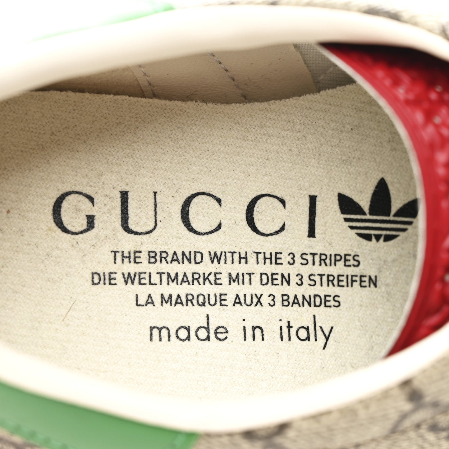 X ADIDAS GG Supreme Monogram Gazelle Wedge Sneakers 36.5 Beige Ebony Off White New Shamarock