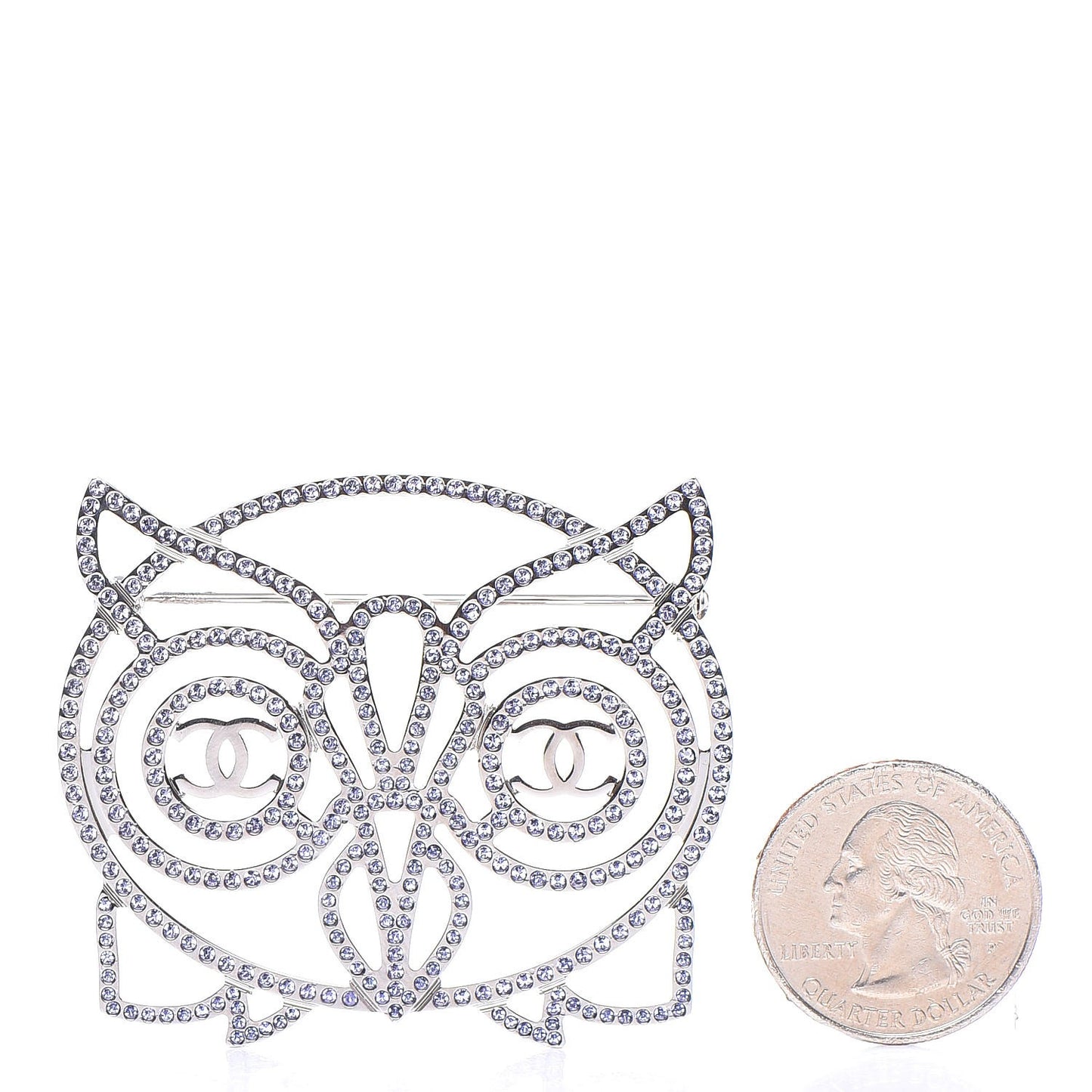 Strass Crystal Owl CC Brooch Purple Ruthenium